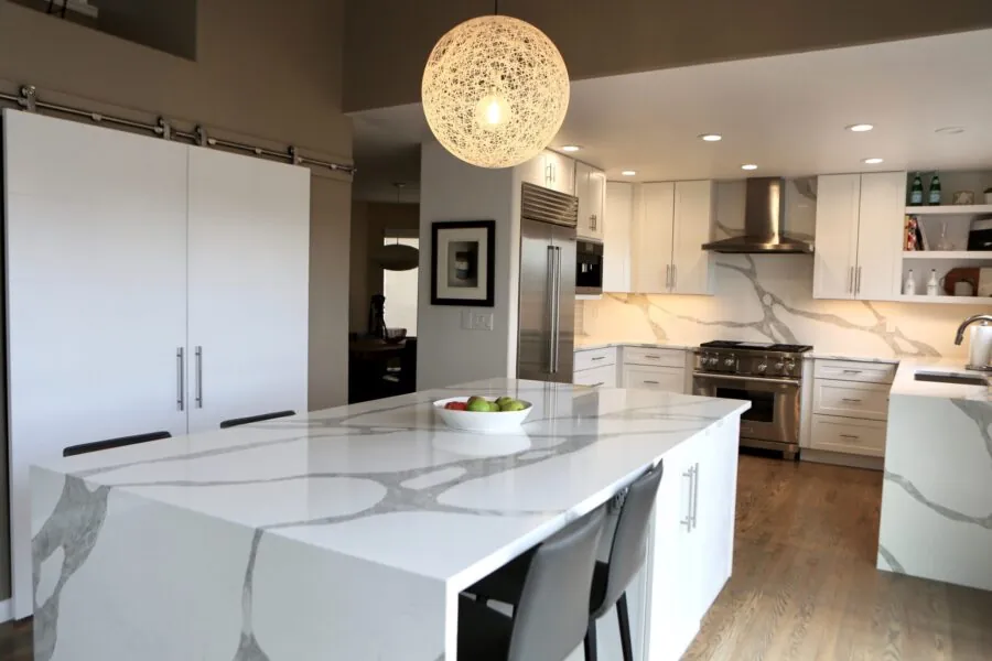 Elegant kitchen overview from dining area